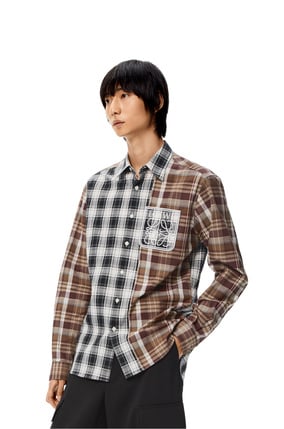 LOEWE Patchwork check shirt in cotton Brown/Multicolor plp_rd