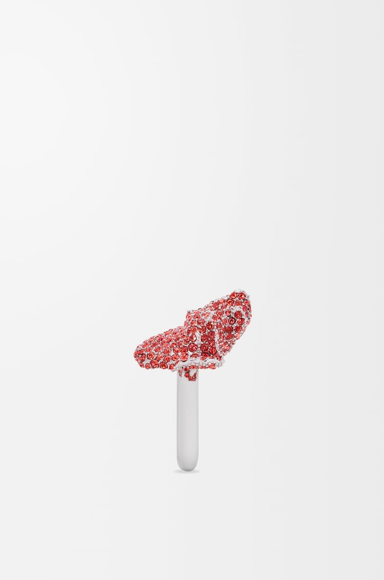 LOEWE Glitter Fragment ring in sterling silver and crystals Silver/Dark Coral