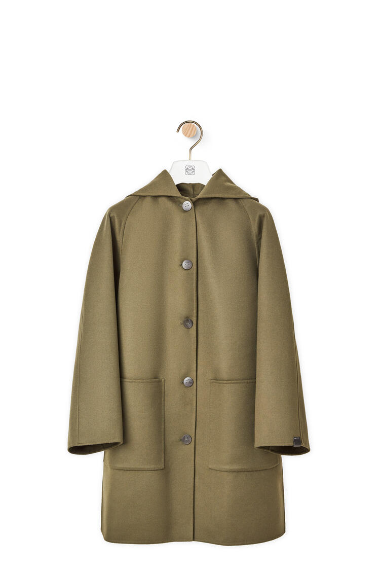 LOEWE Abrigo en lana y cashmere con capucha Verde Loden pdp_rd