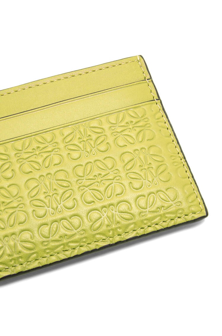 LOEWE Repeat plain cardholder in embossed silk calfskin Lime Yellow