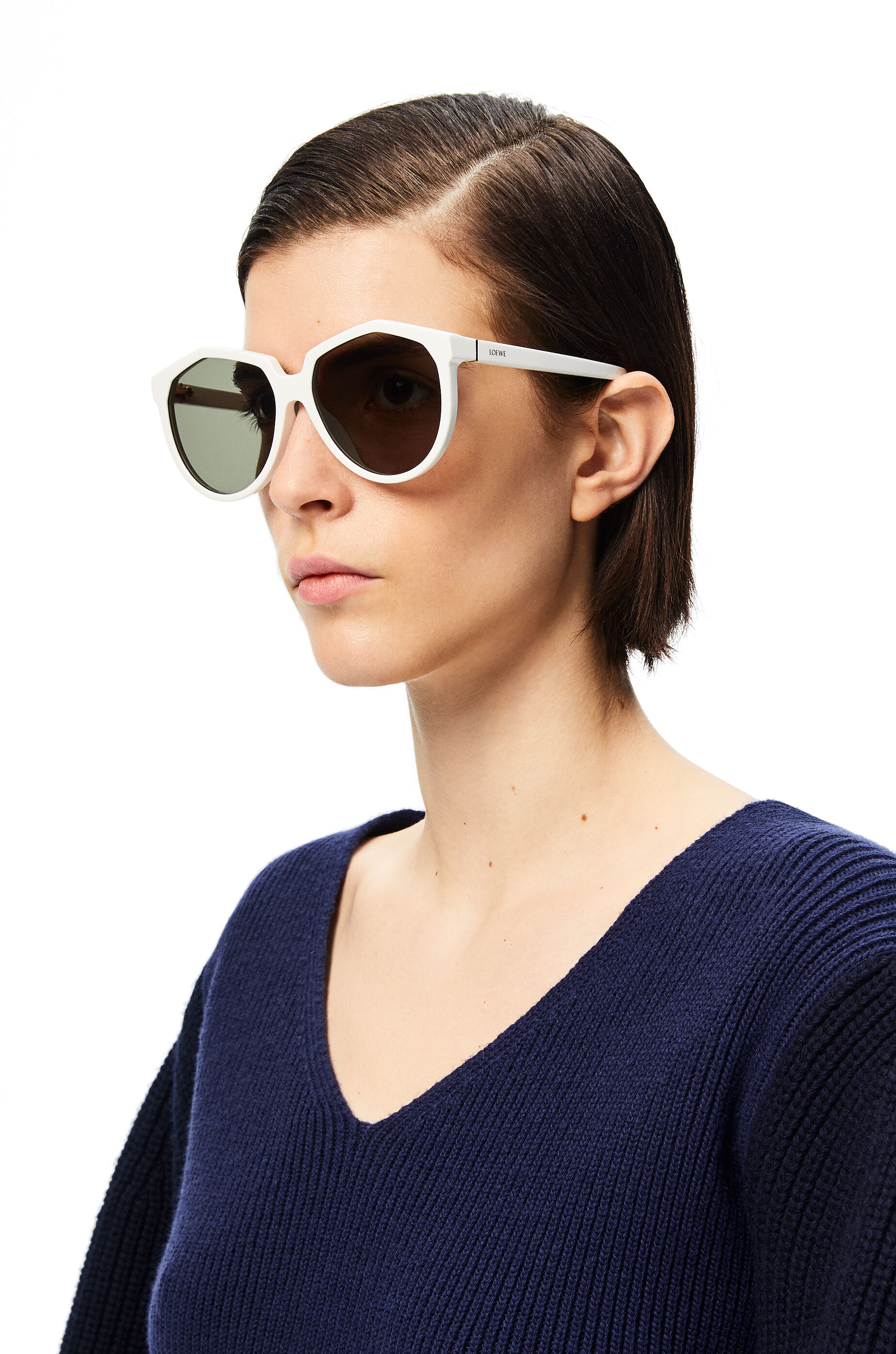 Oversized Sunglasses in acetate Offwhite LOEWE