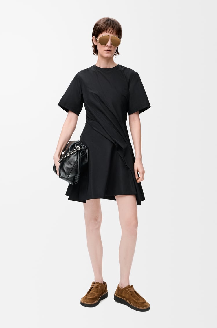 LOEWE twisted dress in silk blend taffeta Black