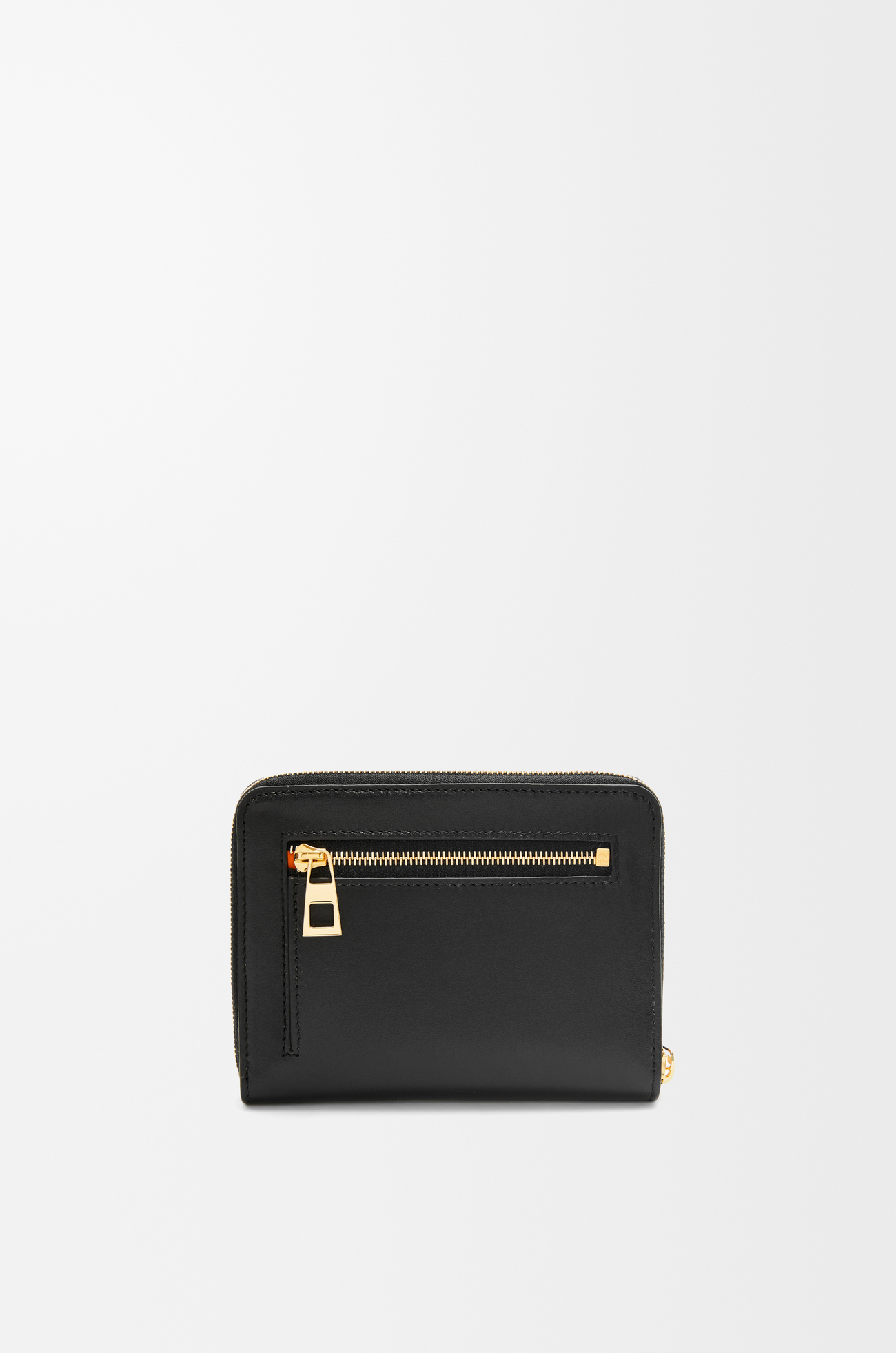LOEWE Cartera compacta con cremallera Knot en piel napa de ternera Negro/Naranja Brillante