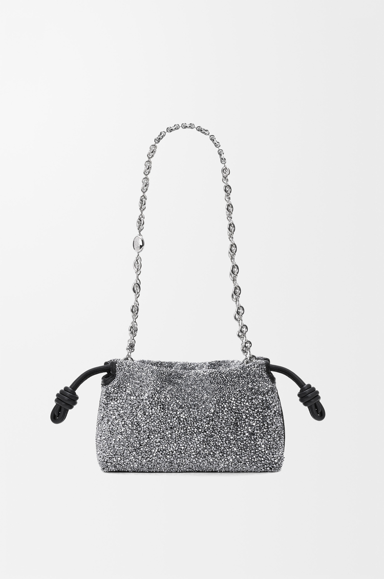 LOEWE Mini Flamenco purse en perles et cuir d'agneau nappa Noir/Argent