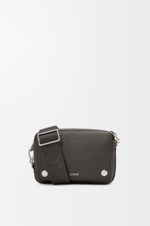 LOEWE Small Pebble messenger bag in supple grained calfskin Dark Grey