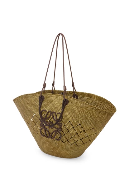 LOEWE Large Anagram Basket bag in iraca palm and calfskin Olive/Chestnut plp_rd