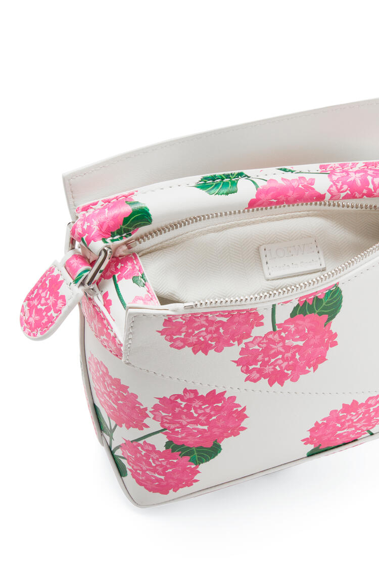 LOEWE Mini Flower Puzzle Edge bag in satin calfskin White/Pink
