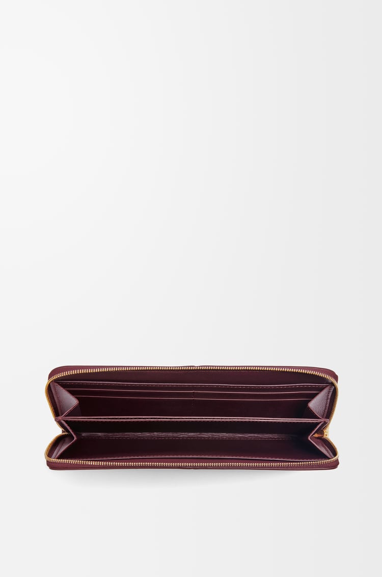 LOEWE Knot zip around wallet in shiny nappa calfskin Dark Burgundy