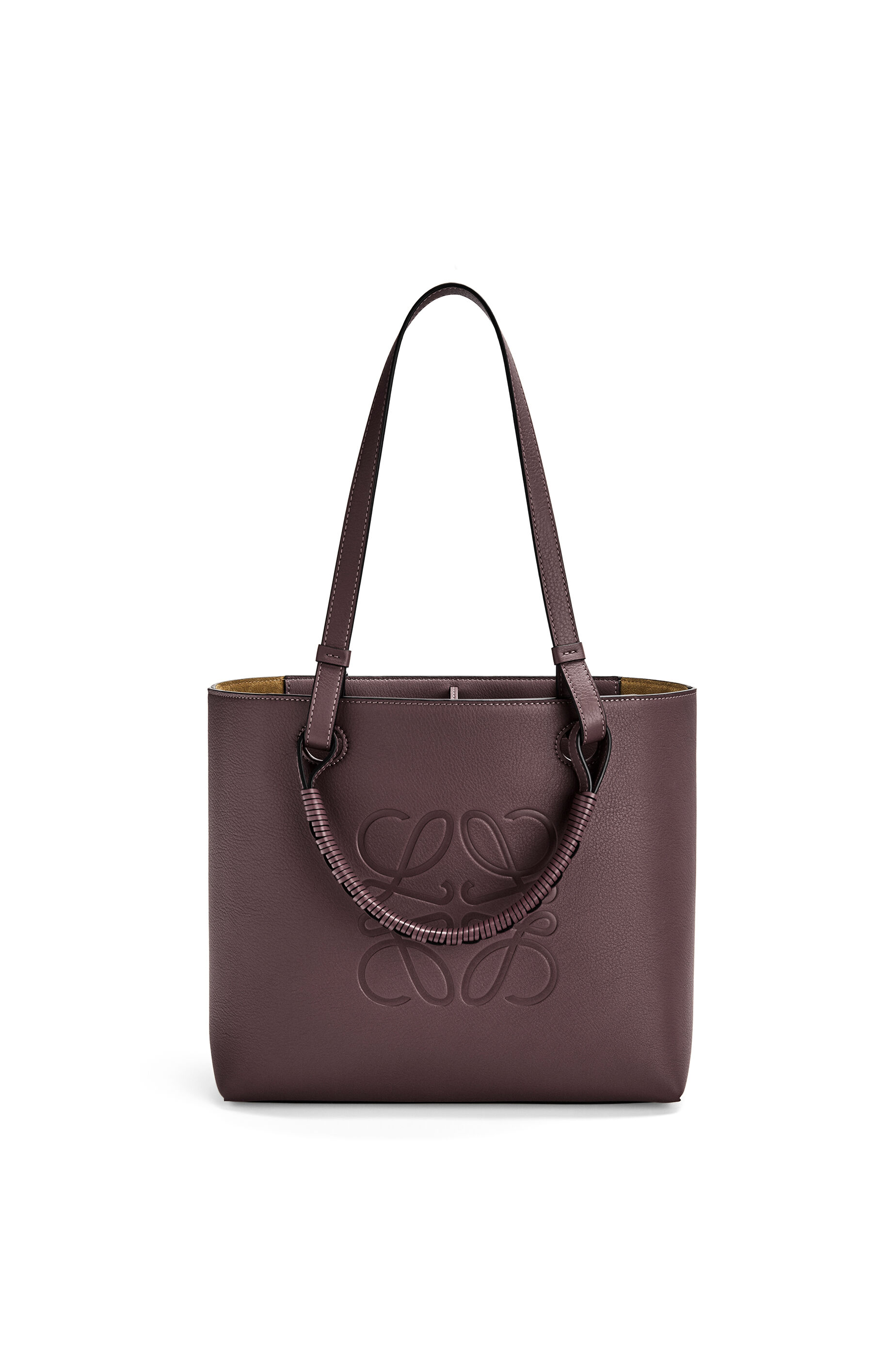Bolso tote pequeño en piel de ternera clásica con anagrama Ciruela - LOEWE