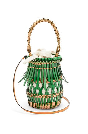 LOEWE Fringes Bucket bag in calfskin Green/Honey plp_rd