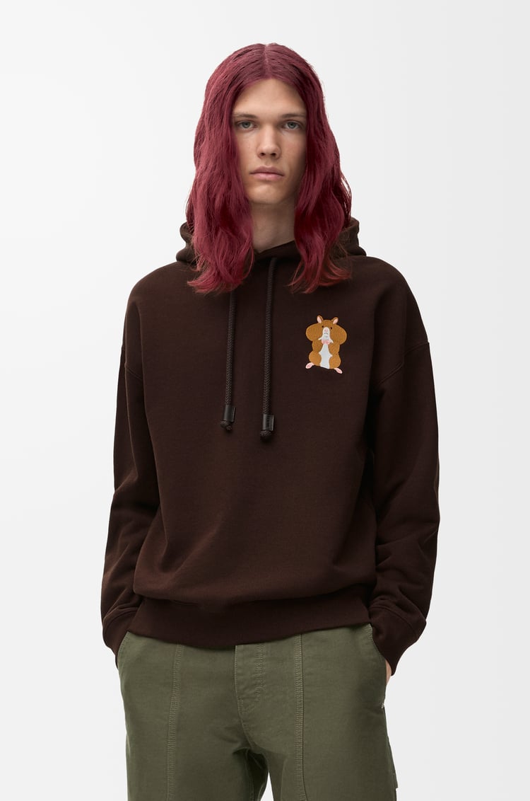 LOEWE Sudadera con capucha de corte holgado en algodón Marrón Oscuro