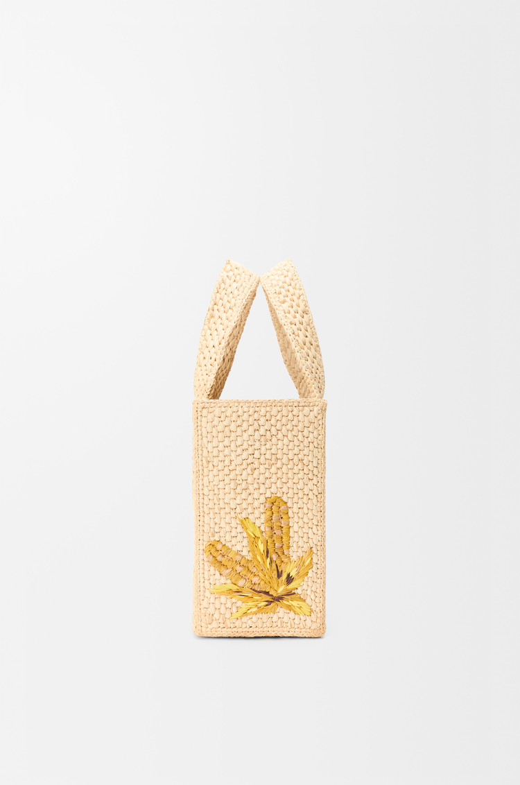 LOEWE Small LOEWE Font tote in raffia Natural/Mustard