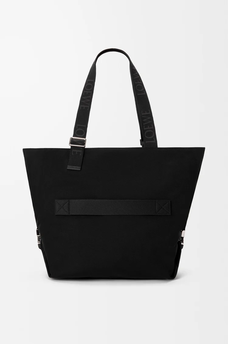 LOEWE Flex zipped tote in canvas and suede Black/Dark Gold