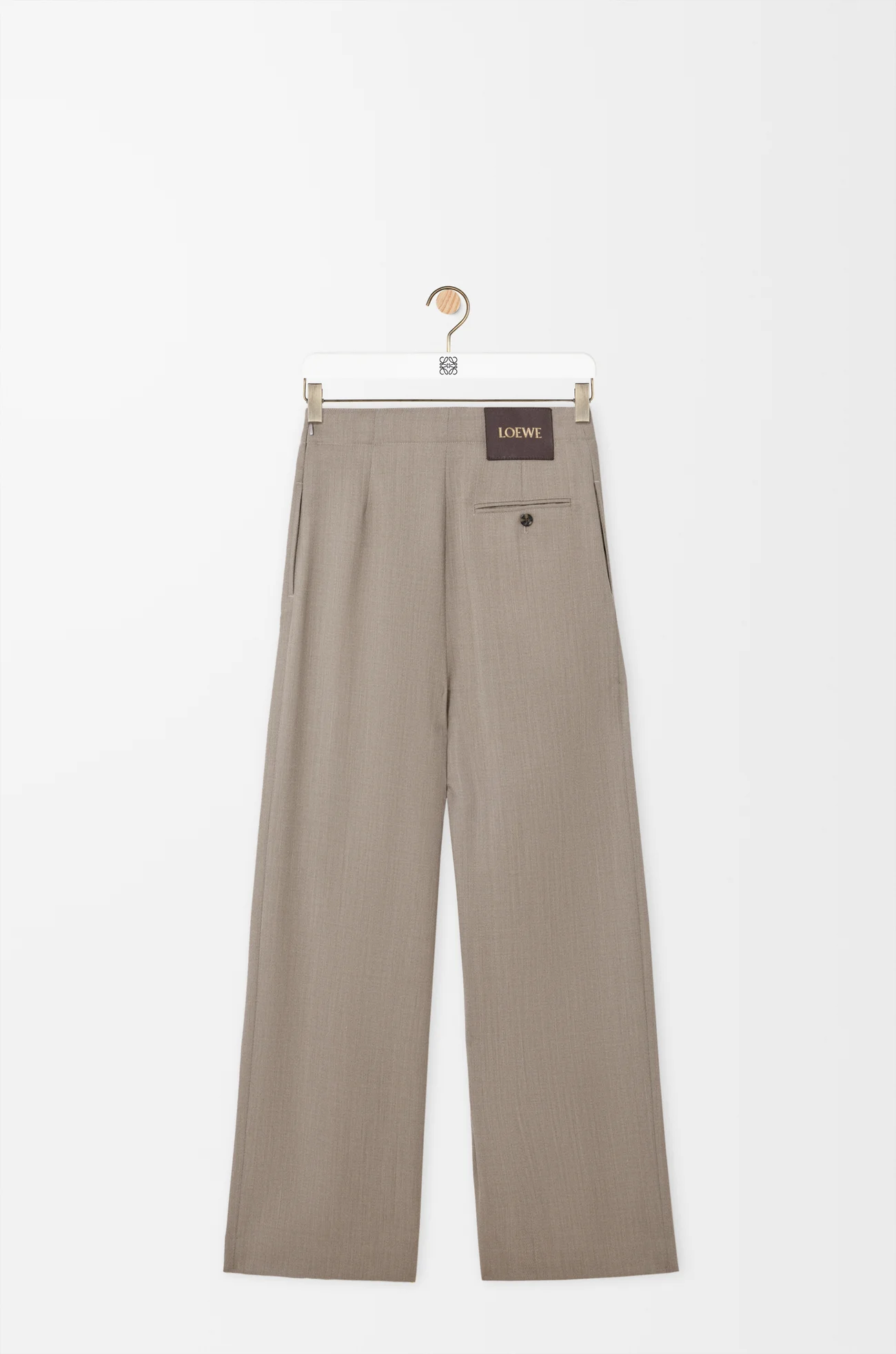LOEWE Hose mit Gürtel aus Wolle Beige Melange