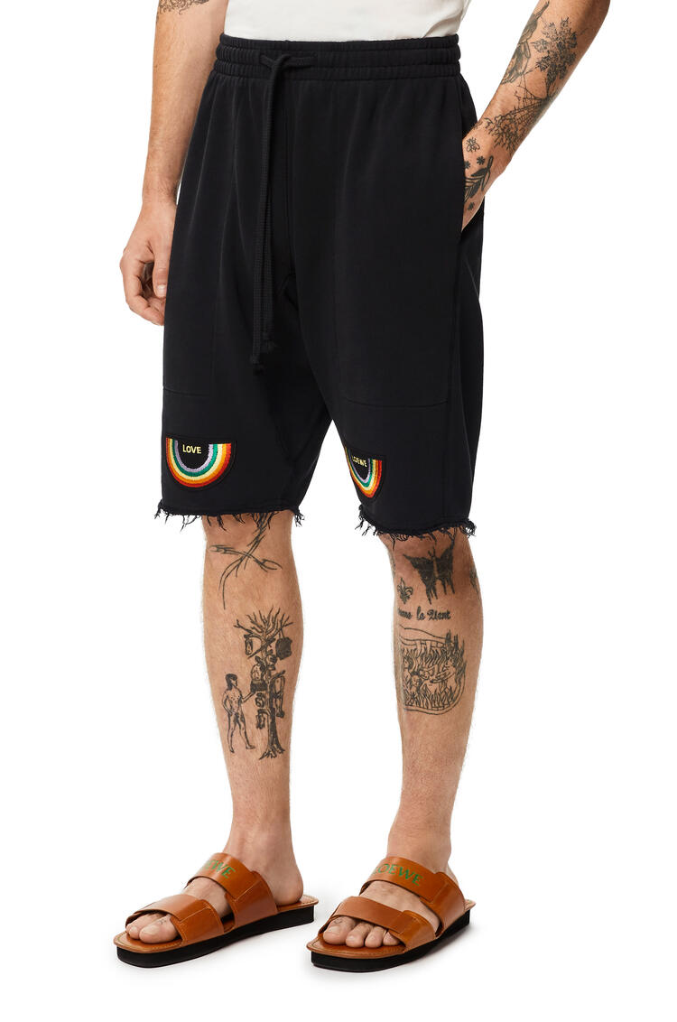 LOEWE Rainbow patch shorts in cotton Washed Black pdp_rd