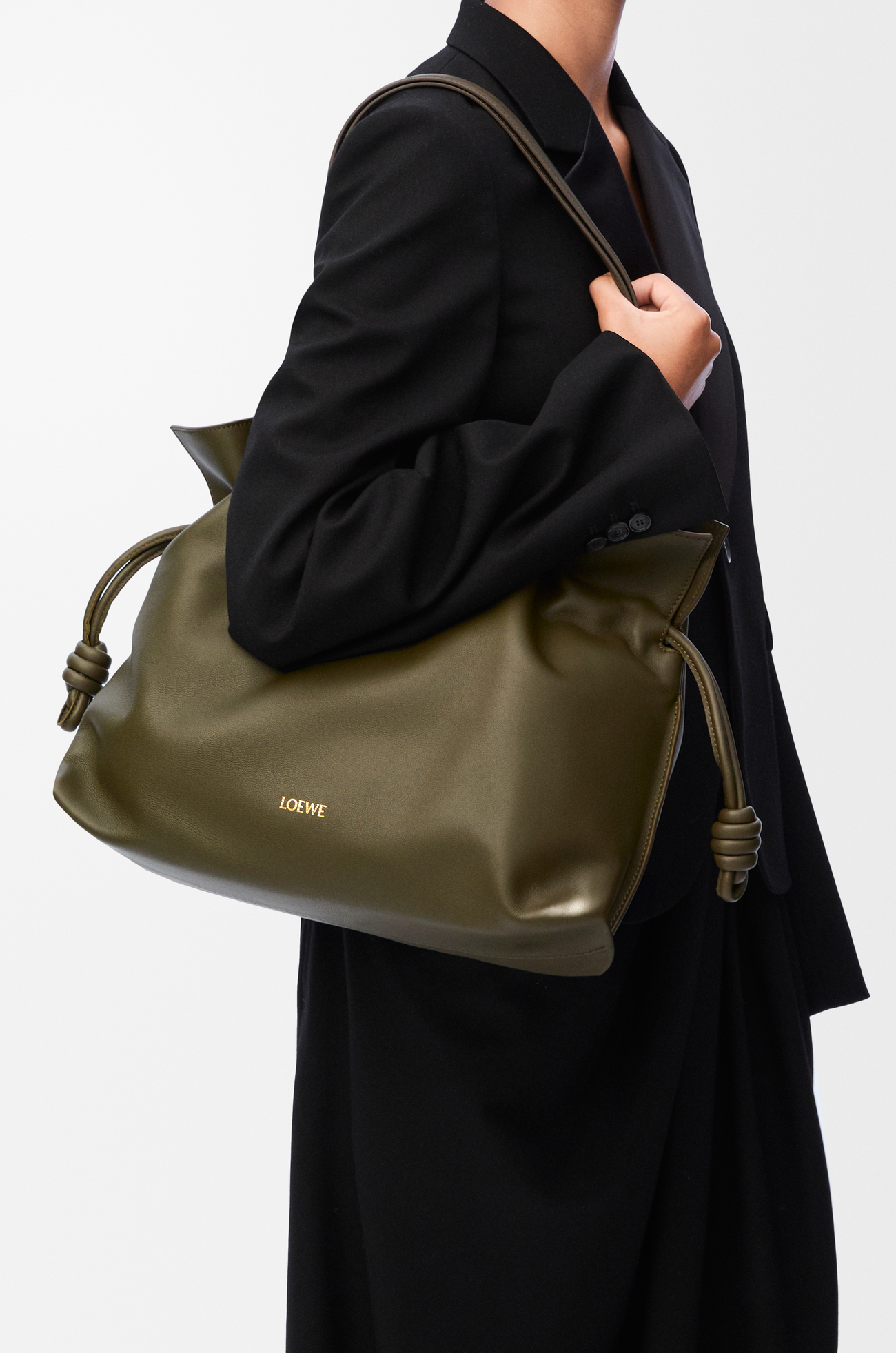 LOEWE Bolso Flamenco purse mediano con lentejuelas Verde Caqui Oscuro plp_rd