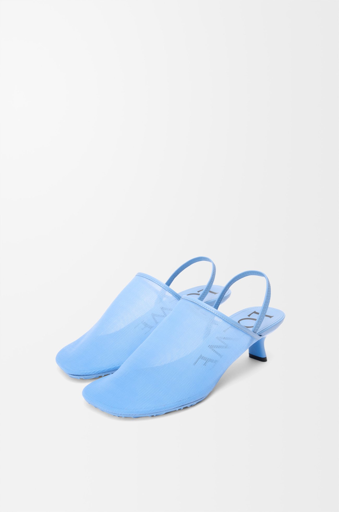 LOEWE Petal slingback heel sandal in mesh Sea Blue