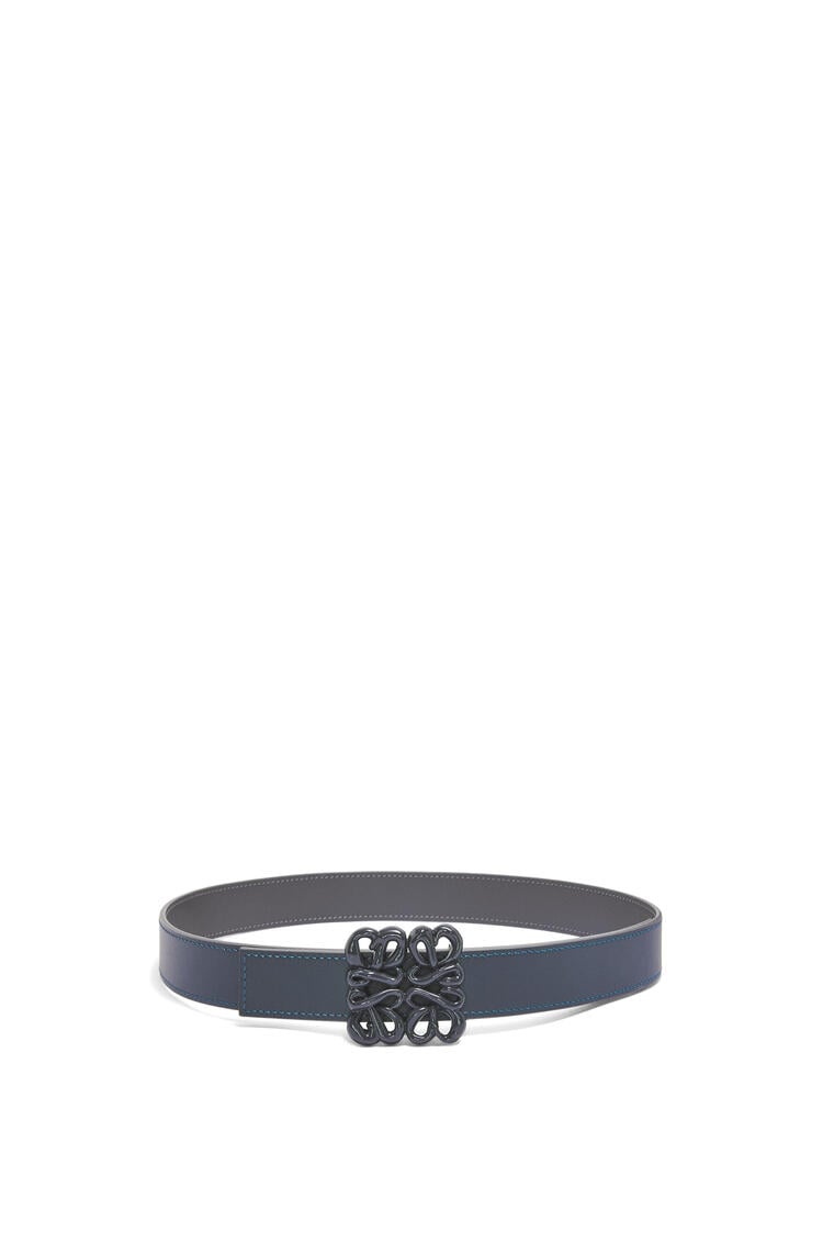 LOEWE Cinturón reversible en suave piel de ternera con anagrama Antracita/Azul Onyx