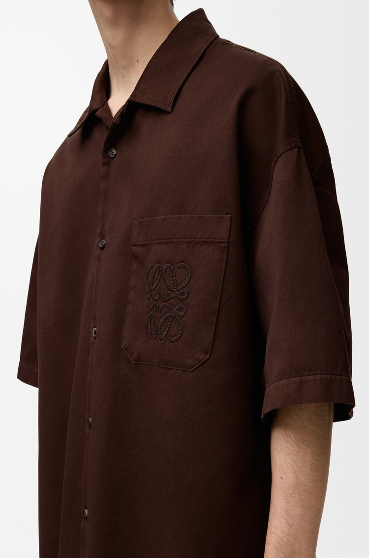 LOEWE Camisa de manga corta en algodón Marrón Chocolate