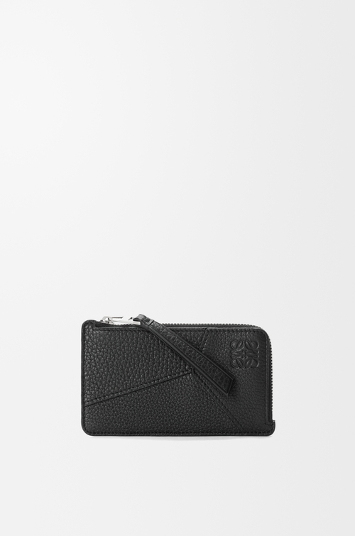 LOEWE Porte-cartes et monnaie Puzzle en cuir de veau grainé souple Noir