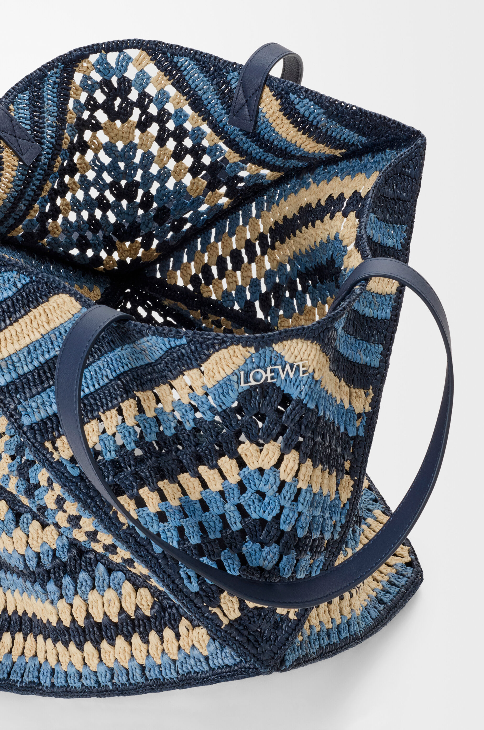 XL Puzzle Fold tote in raffia Multicolor - LOEWE USA Official Website