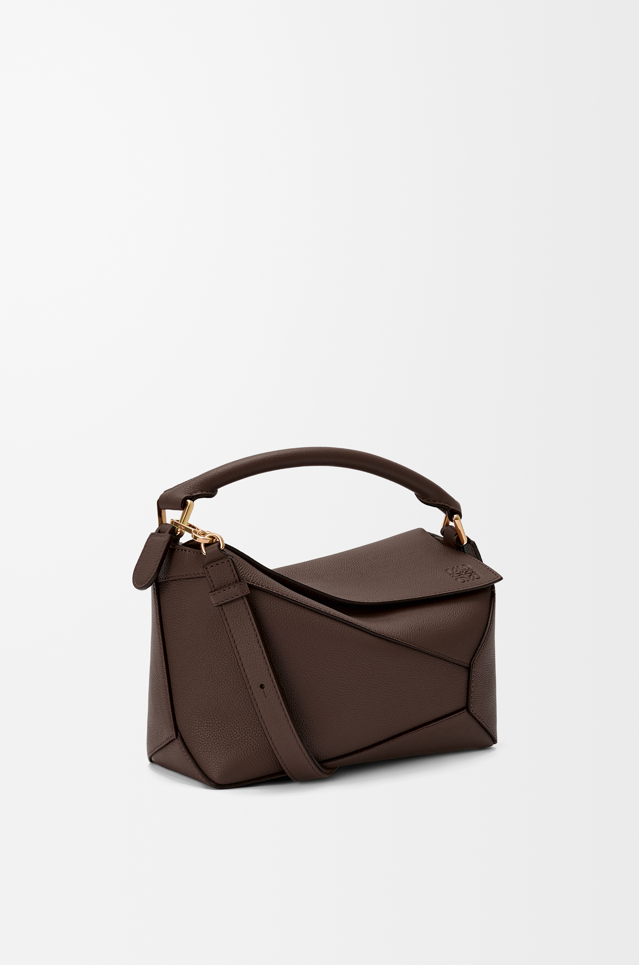 LOEWE Small Puzzle Edge bag in soft grained calfskin Dark Chestnut