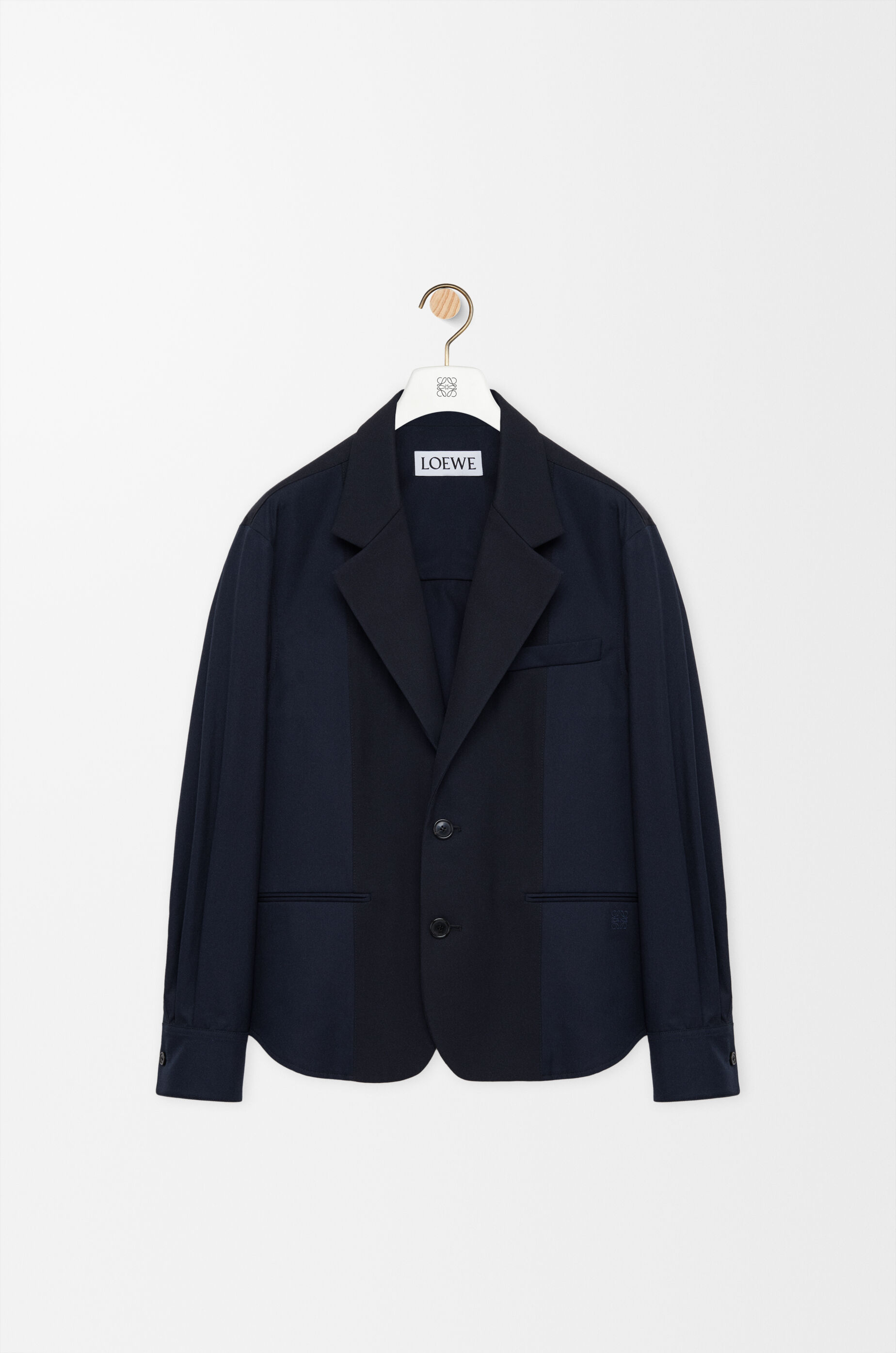 【美品/46】LOEWE ロエベ ラムレザー リバーシブル ジャケット ネイビー ハイブリッド ジャケット（コットン&ウール） ブルー - ロエベ 日本