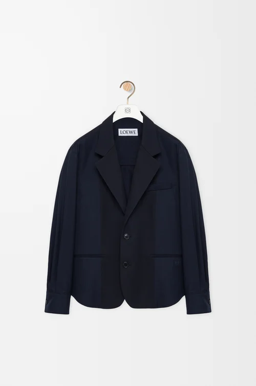 LOEWE Hybrid jacket in cotton and wool Navy Blue