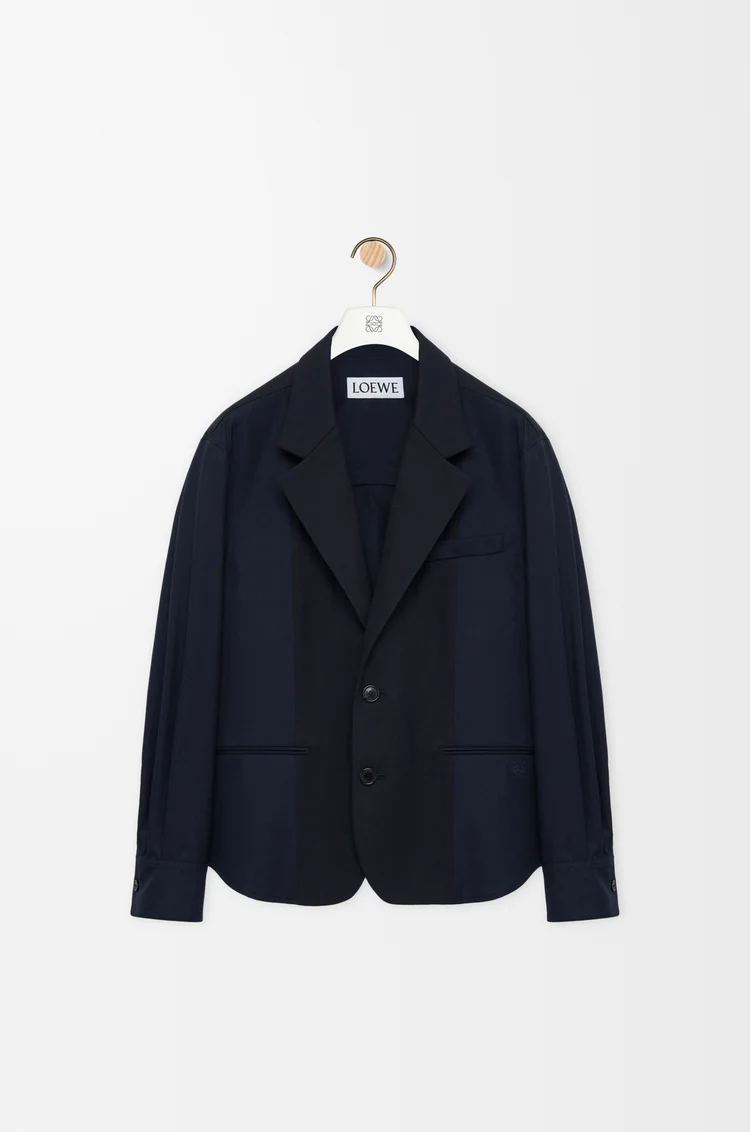 LOEWE Hybrid jacket in cotton and wool Navy Blue