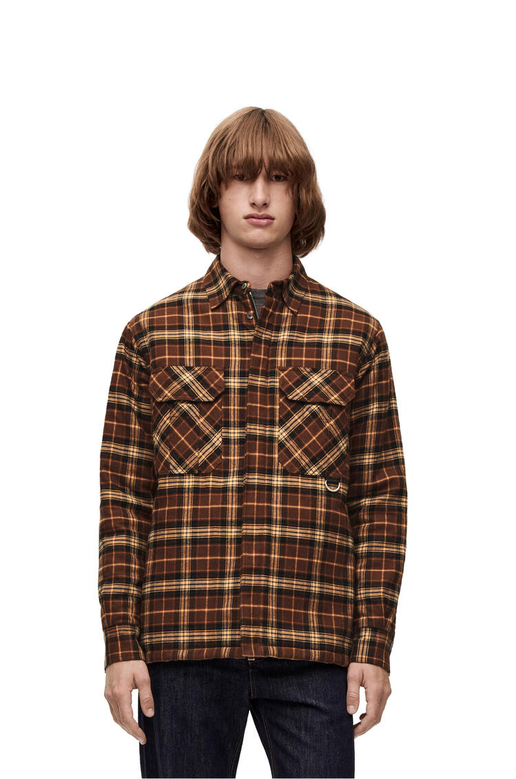 LOEWE Puffer check overshirt in cotton Brown/Multicolor