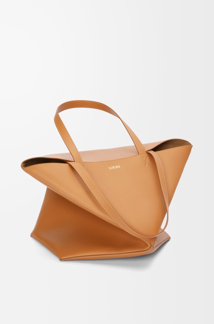 LOEWE XL Puzzle Fold tote in shiny calfskin Warm Desert