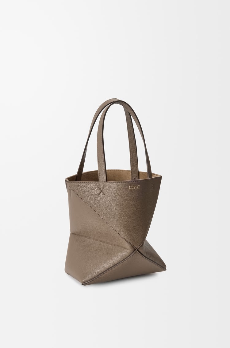 LOEWE Mini Puzzle Fold tote in soft grained calfskin Taupe
