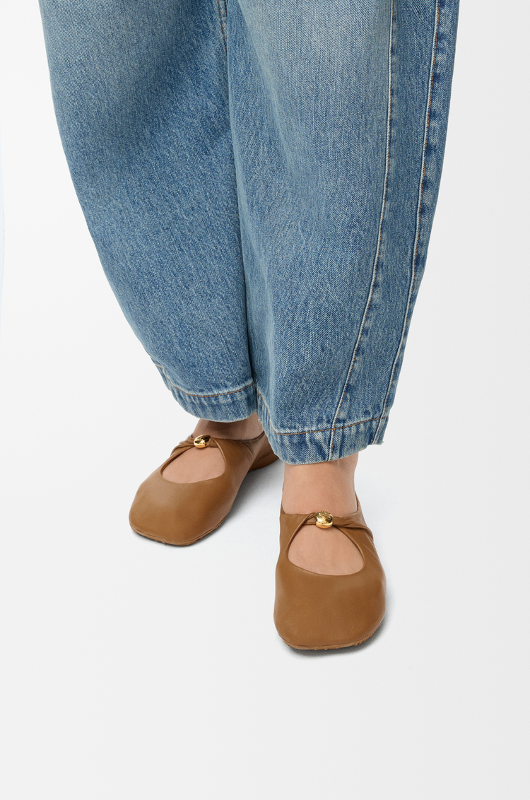 LOEWE Pebble Soft ballerina in nappa lambskin Oak