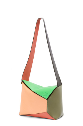 LOEWE Large Puzzle Hobo bag in nappa calfskin Apple Green/Pink Tulip plp_rd