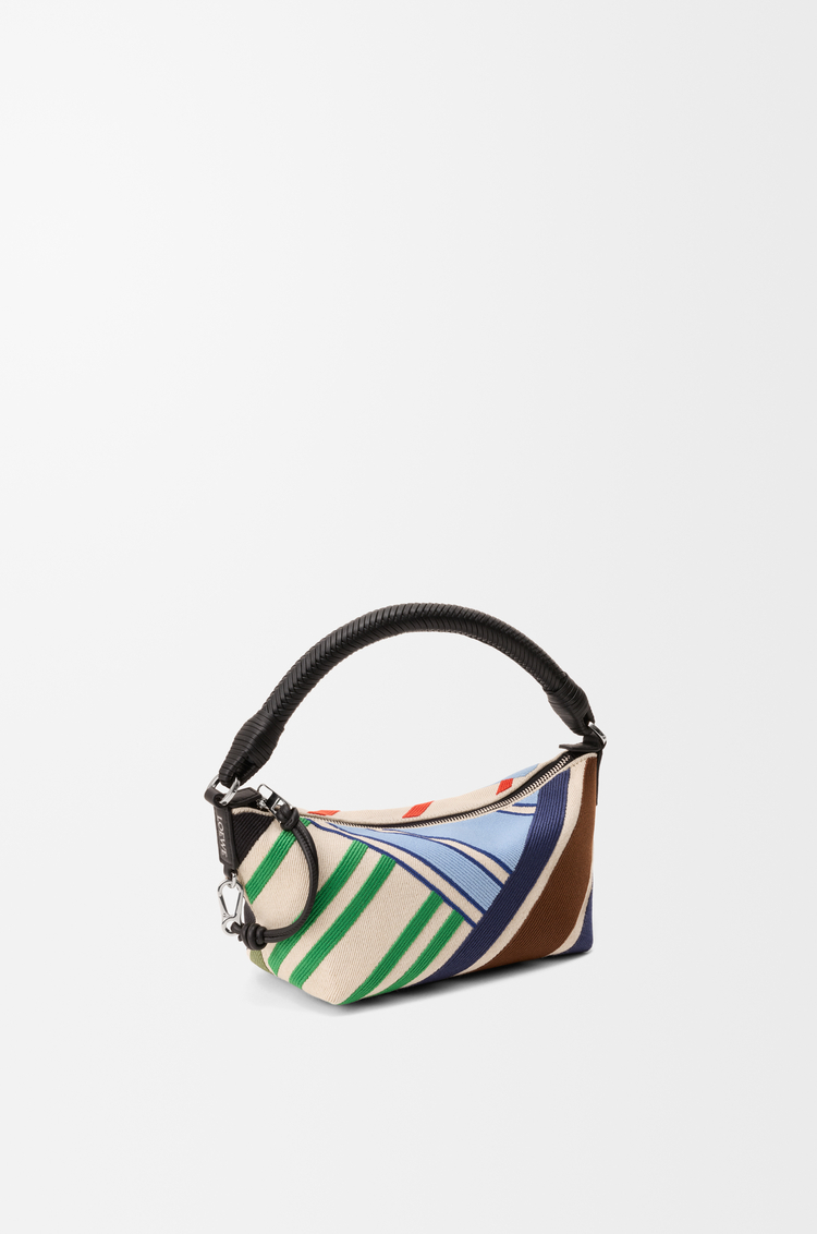 LOEWE Cala mini bag in embroidered canvas and calfskin Ecru/Multicolor