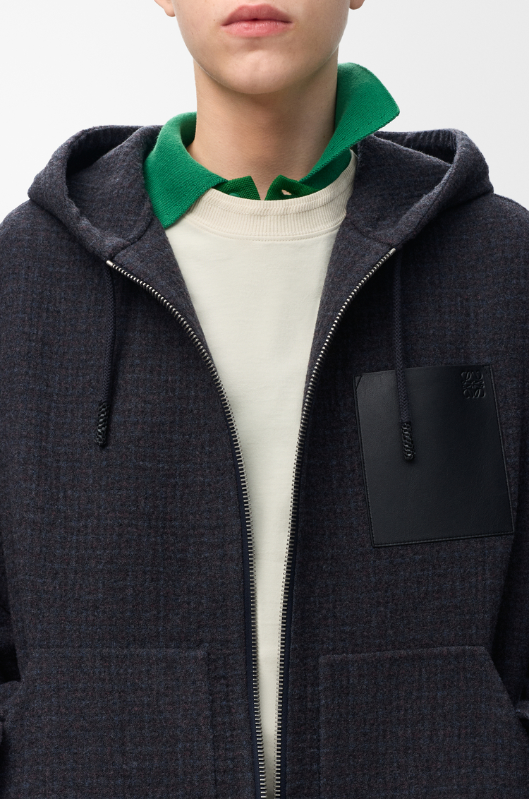 LOEWE Hooded jacket in wool blend Dark Navy Blue
