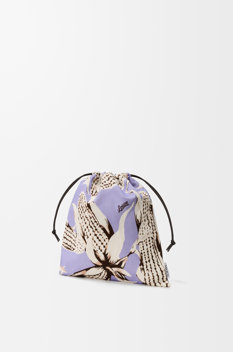 LOEWE 小号帆布玉米抽绳手拿包 白色/淡紫色