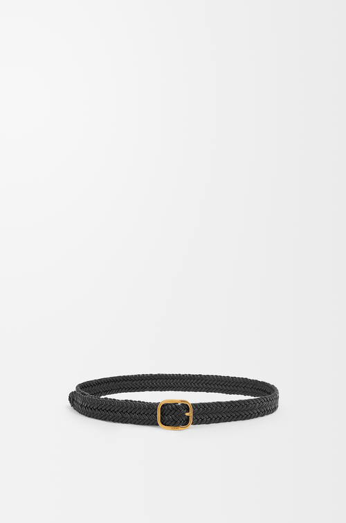 LOEWE Ceinture Rounded Soft en cuir de veau tressé Noir/Doré