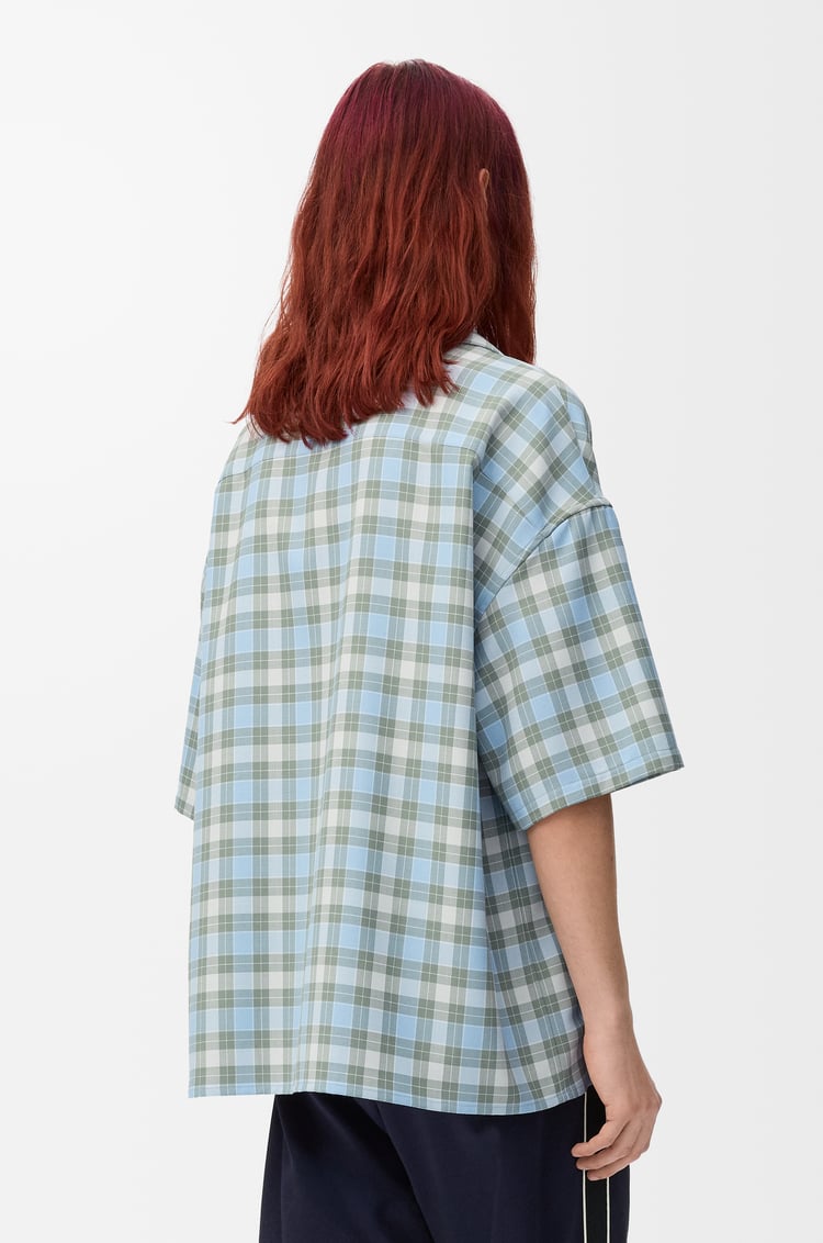 LOEWE Camicia a maniche corte in misto lana Azzurro/Bianco