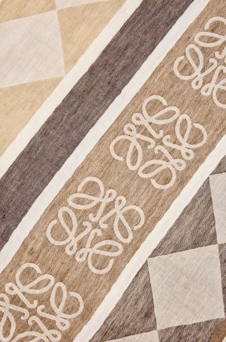 LOEWE Scarf in linen and cotton Light Beige/Dark Beige