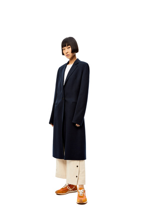 LOEWE Single breasted coat in wool and cashmere Dark Navy Blue plp_rd