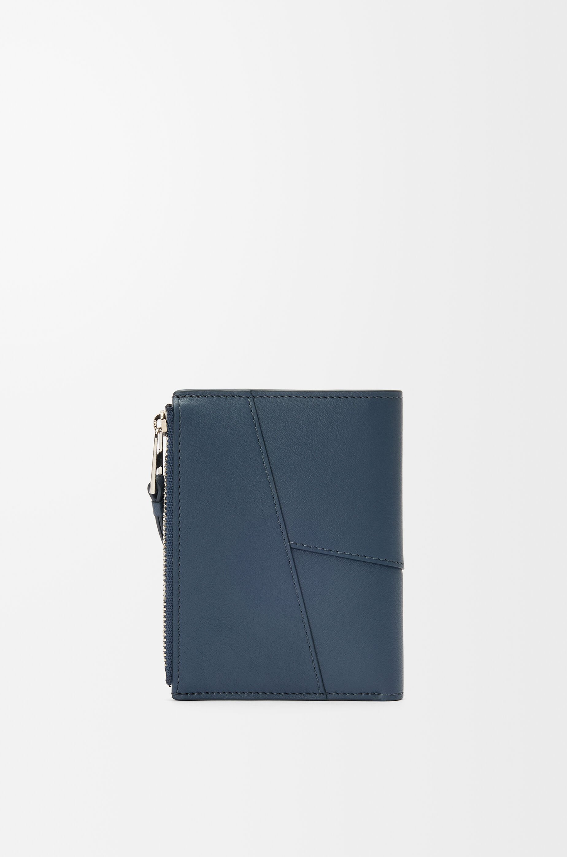 Puzzle slim compact wallet in classic calfskin Blue - LOEWE
