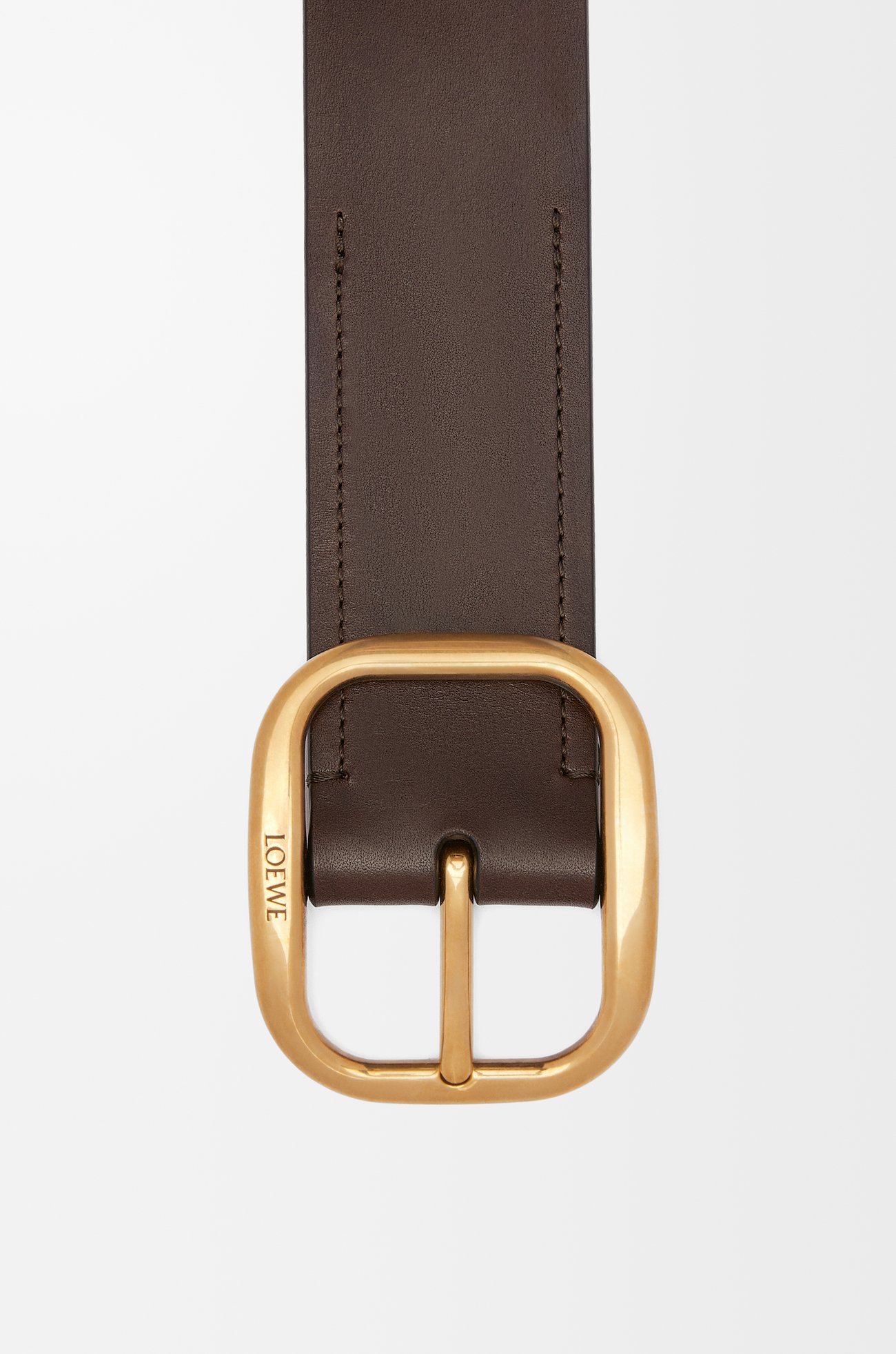 LOEWE 經典小牛皮圓潤柔軟皮帶 深棕色