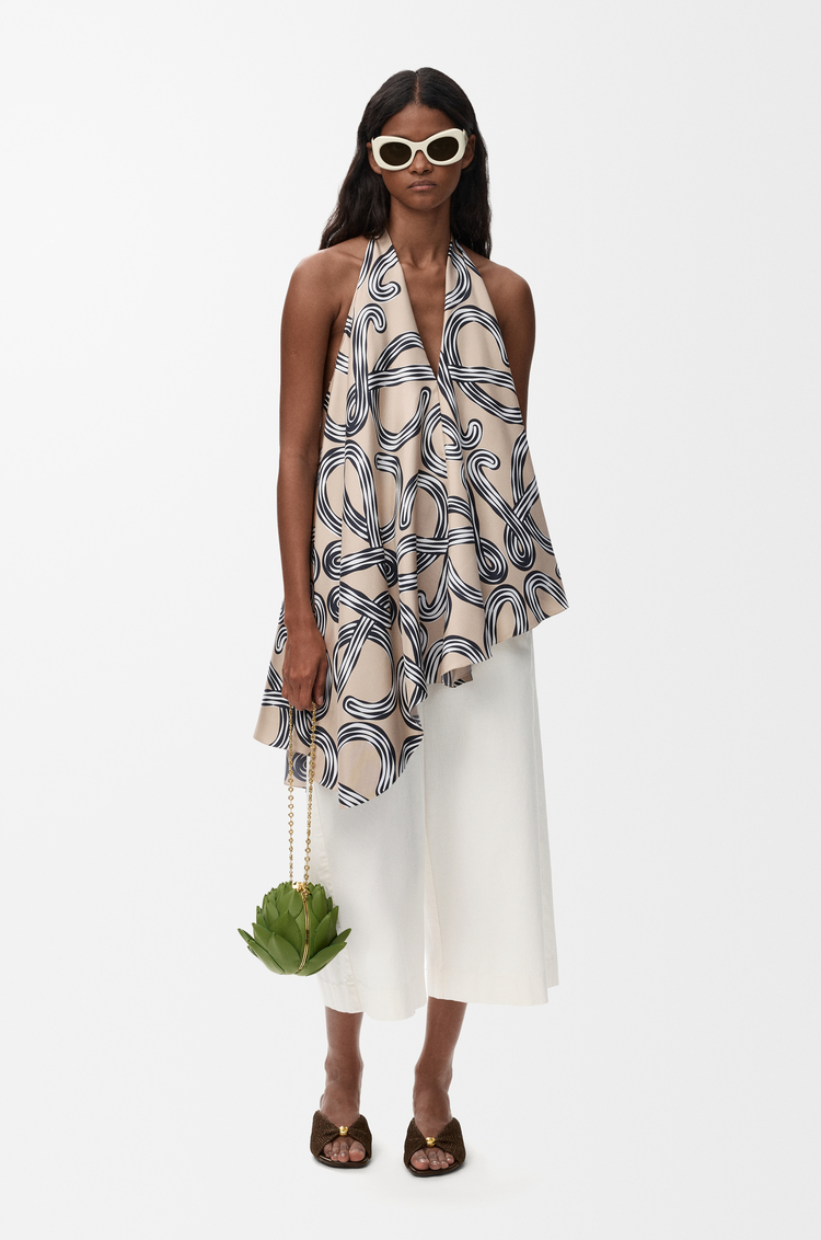 LOEWE 单宁布九分长裤 白色