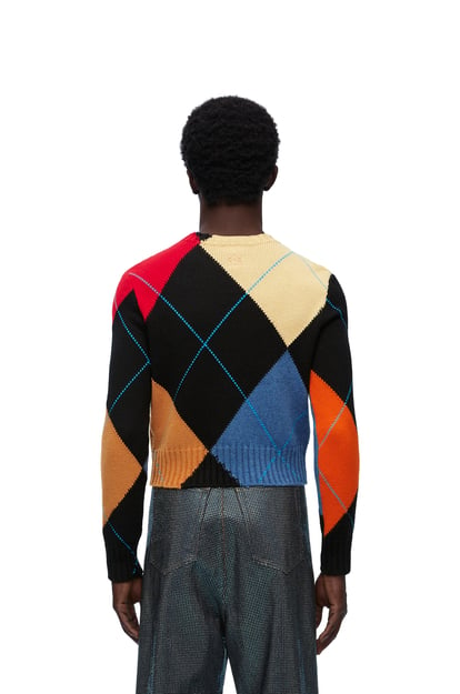 LOEWE Cropped argyle sweater in cashmere 黑色/多色 plp_rd