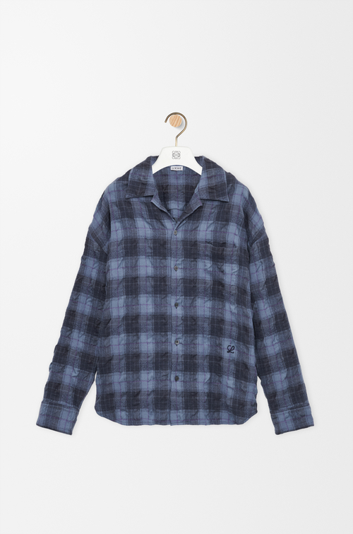 LOEWE Shirt in wool and cotton Navy Blue