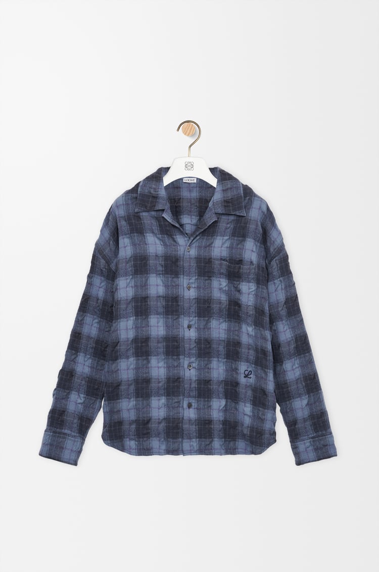 LOEWE Shirt in wool and cotton Navy Blue