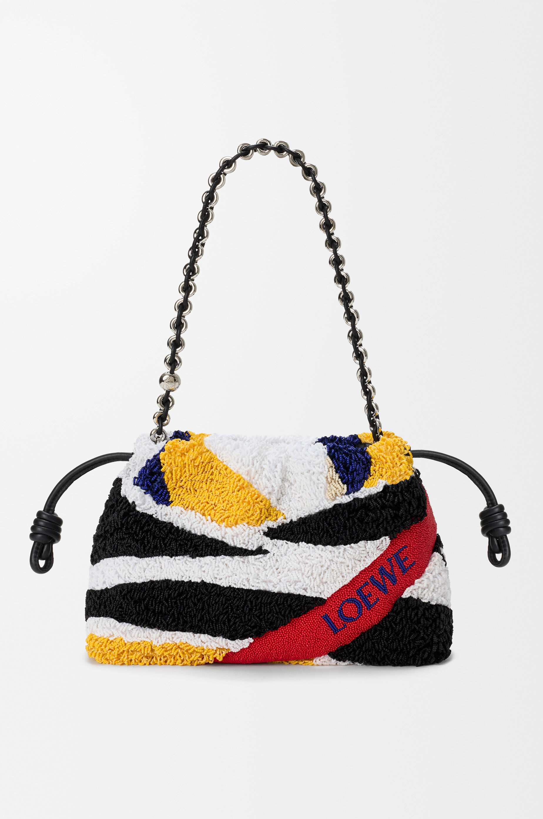 Medium Flamenco purse in embroidered nappa Black - LOEWE USA