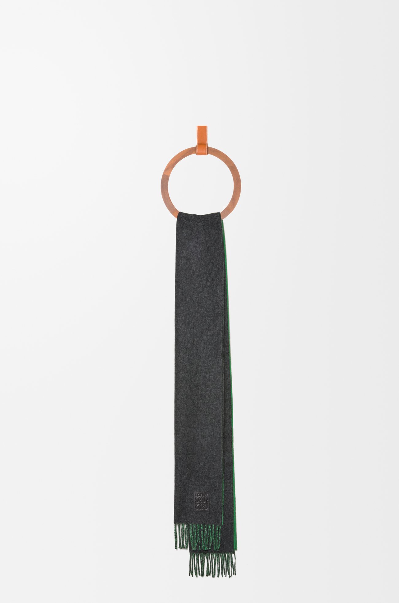 LOEWE Bufanda en lana y cashmere Verde Oscuro/Verde
