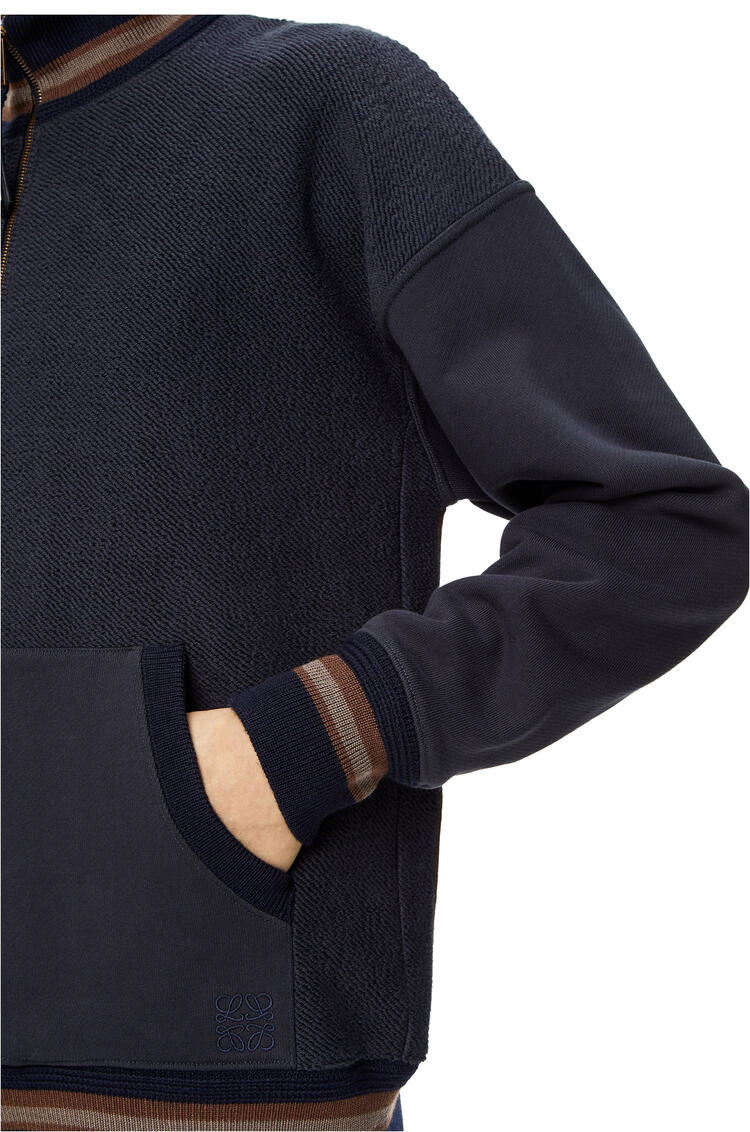 LOEWE Zip-up ribbed jacket in cotton Dark Navy Blue